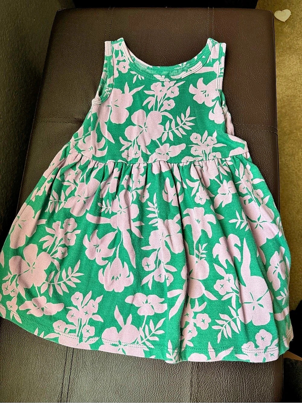 Cat & Jack Green Pink Floral Tank Dress Girls 2T